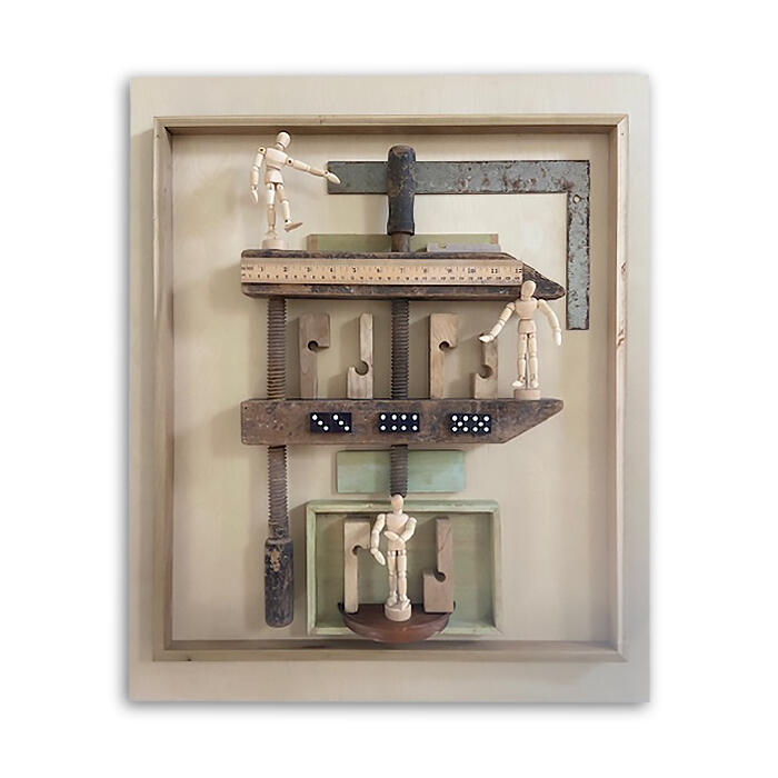 The Press Mixed media construction on wood. 24&quot; X 30&quot; SOLD