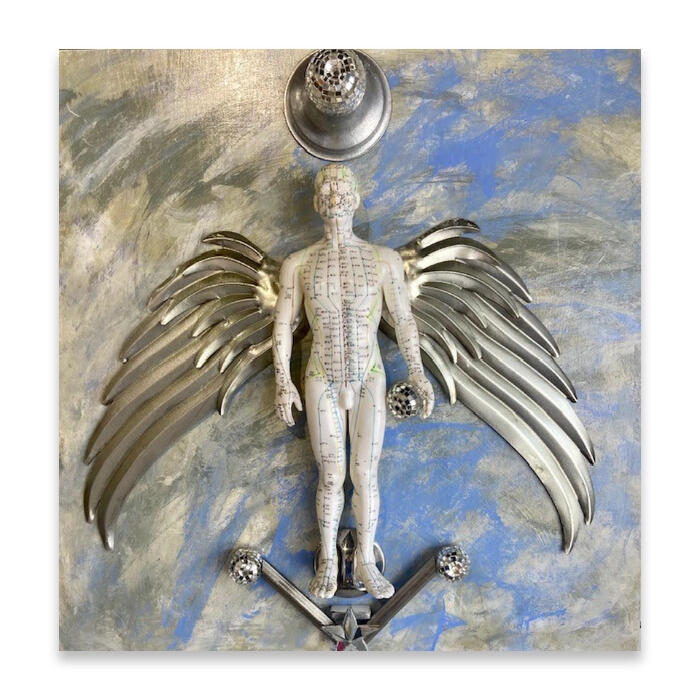Heaven must be missing an Angel - 30&quot; x 30&quot; Mixed Media on Wood - SOLD