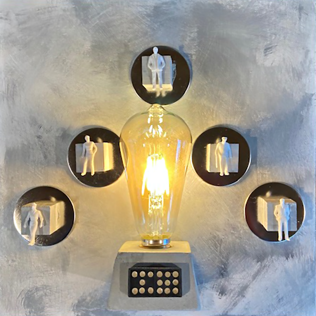 STAGES - 12" x 12" Mixed Media - $400 (battery operated light)