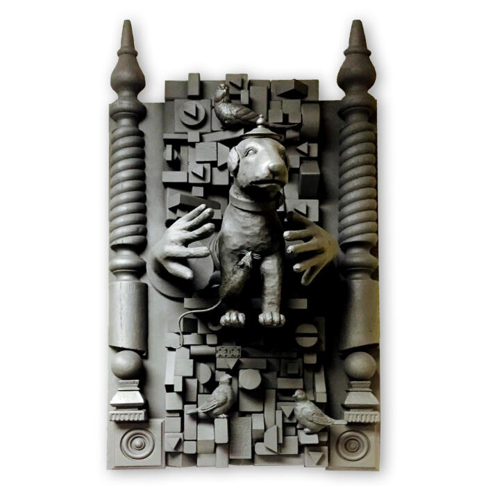 Grab the Dog – Mixed Media – 20” x 36” $2000