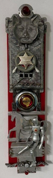 CatFace 6&quot; x 24&quot; mixed media on wood - $600.00