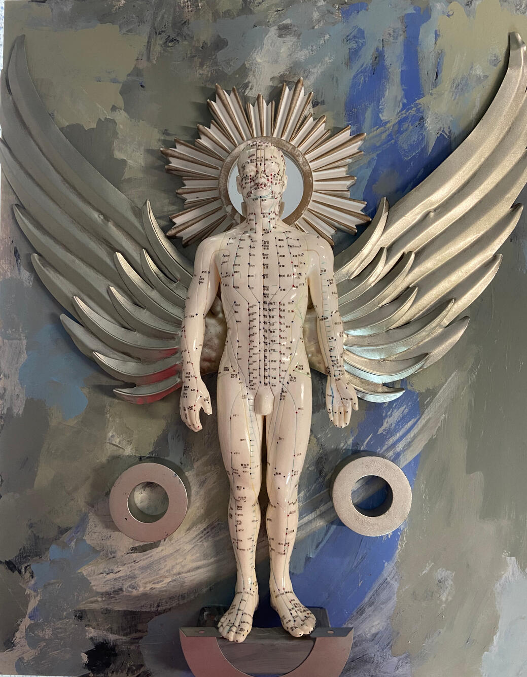 Silver Angel - &quot;30 x 30&quot; Mixed Media on wood - SOLD