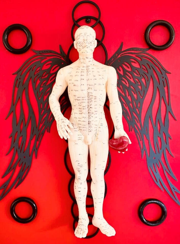 Simply Red - 24&quot; x 30&quot; - Mixed Media - SOLD