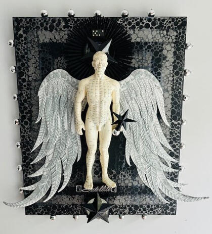 Disco Angel 30&quot; x 30&quot; Mixed Media on wood - SOLD