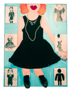 Little Black Dress acrylic & accessories 36 x 48 x 4 $4,800.