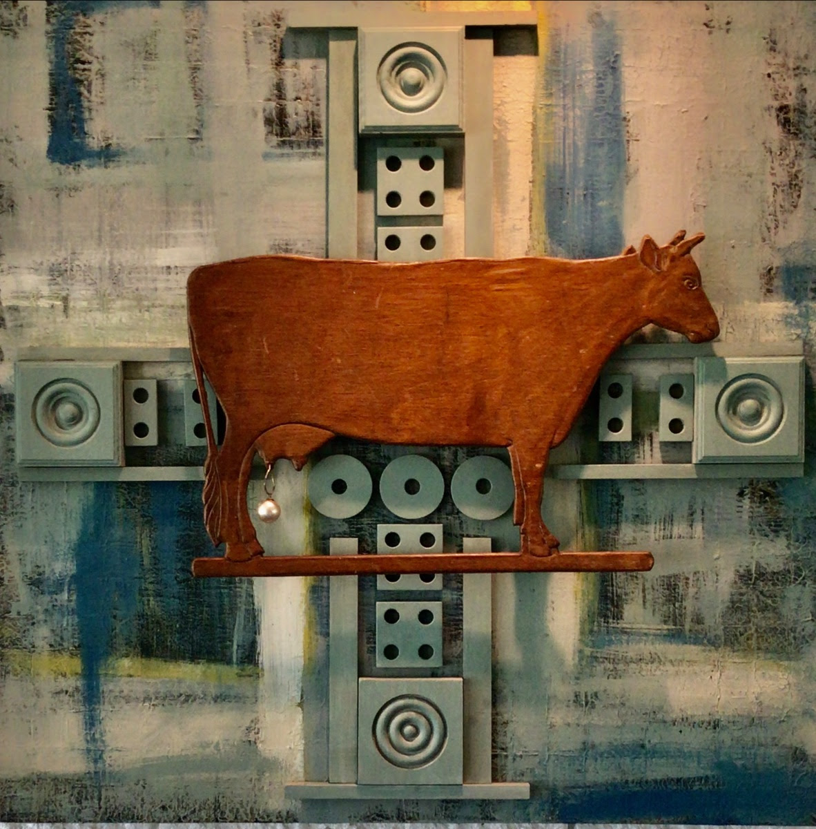 Cow with a Pearl Nipple Ring - 30”x 30” Mixed Media on Wood Panel - Private Collection, Reading. Pa.