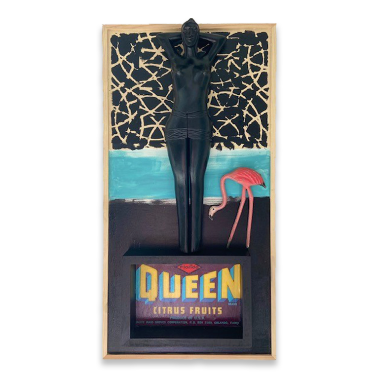 Florida Queen 14”x6” Mixed Media on Wooden Panel $450