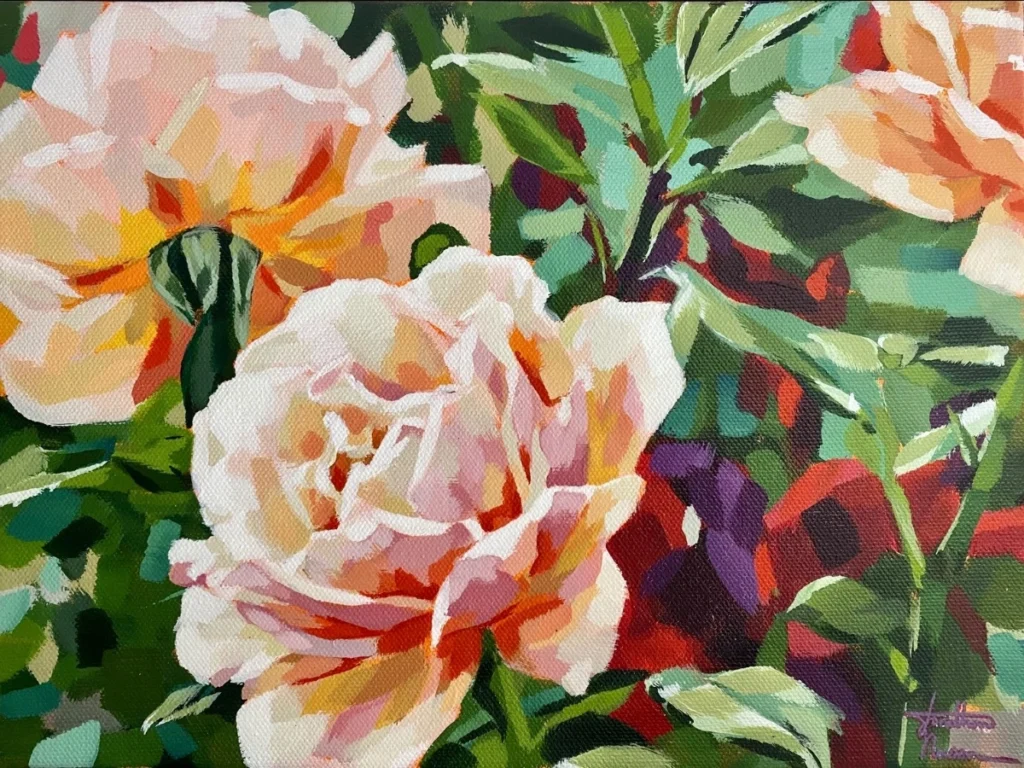 Peach Rose 9in x 12in acrylic on canvas $390.